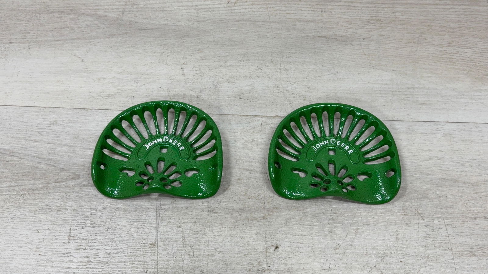 PAIR OF JOHN DEERE TOY TRACTOR SEATS: Load-out Pick up for all online purchases for Antiques & collectibles is Monday, Tuesday, Wednesday, February 23rd, 24th, 25th At our shipper's location. We do offer shipping on all items shippable wi