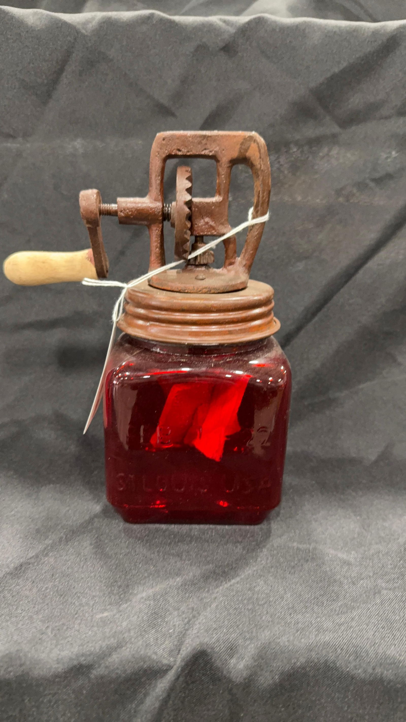 DAZEY NUMBER 10 RED GLASS CHURN: Load-out Pick up for all online purchases for Antiques & collectibles is Monday, Tuesday, Wednesday, February 23rd, 24th, 25th At our shipper's location. We do offer shipping on all items shippabl
