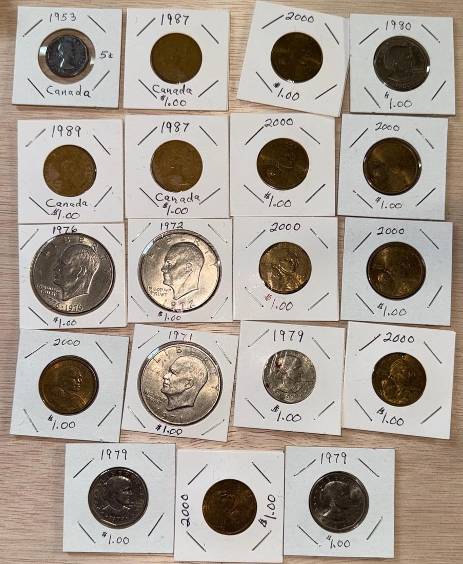 Coin Collection: Eisenhower Dollar & Canadian Penny, 1953-2000, Various Denominations: IMPORTANT, WE ONLY ACCEPT CREDIT CARDS UP TO $500 FOR ONLINE COIN PURCHASES. YOU CAN PAY ACH THROUGH PROXIBID, OR YOU CAN SEND A WIRE OR CERTIFIED CHECK. WE WILL HOLD ALL SHIPPING OF COINS FOR 10 DAYS