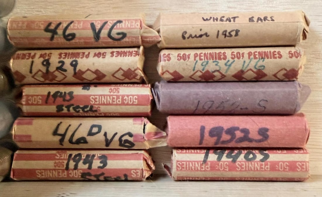 10 rolls of Wheat Cents, see pics for dates (1 of 4)