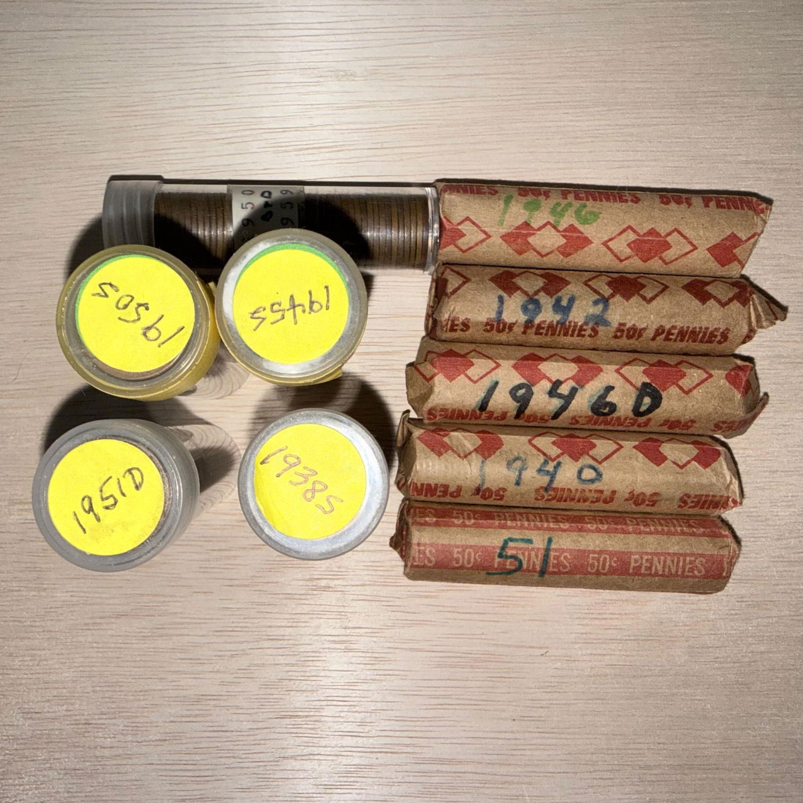 10 rolls of Wheat Cents, see pics for dates: IMPORTANT, WE ONLY ACCEPT CREDIT CARDS UP TO $500 FOR ONLINE COIN PURCHASES. YOU CAN PAY ACH THROUGH PROXIBID, OR YOU CAN SEND A WIRE OR CERTIFIED CHECK. WE WILL HOLD ALL SHIPPING OF COINS FOR 10 DAYS