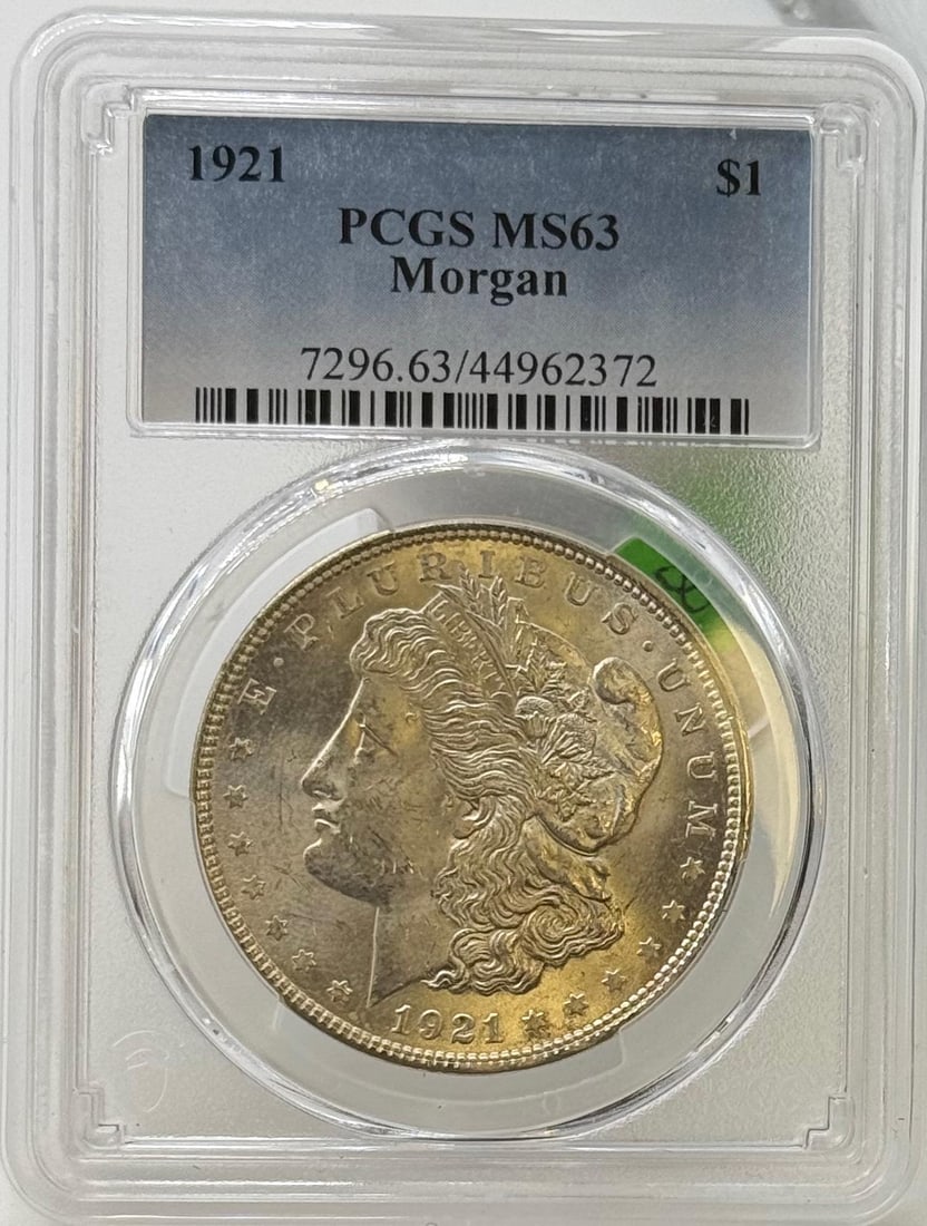 1921 Morgan Dollar, PCGS MS63, $1 Silver Coin, Certification #7296.63/44962372: IMPORTANT, WE ONLY ACCEPT CREDIT CARDS UP TO $500 FOR ONLINE COIN PURCHASES. YOU CAN PAY ACH THROUGH PROXIBID, OR YOU CAN SEND A WIRE OR CERTIFIED CHECK. WE WILL HOLD ALL SHIPPING OF COINS FOR 10 DAYS