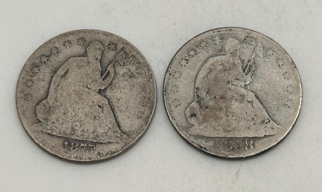 1875 & 1858-O Seated Liberty Half Dollars (1 of 2)