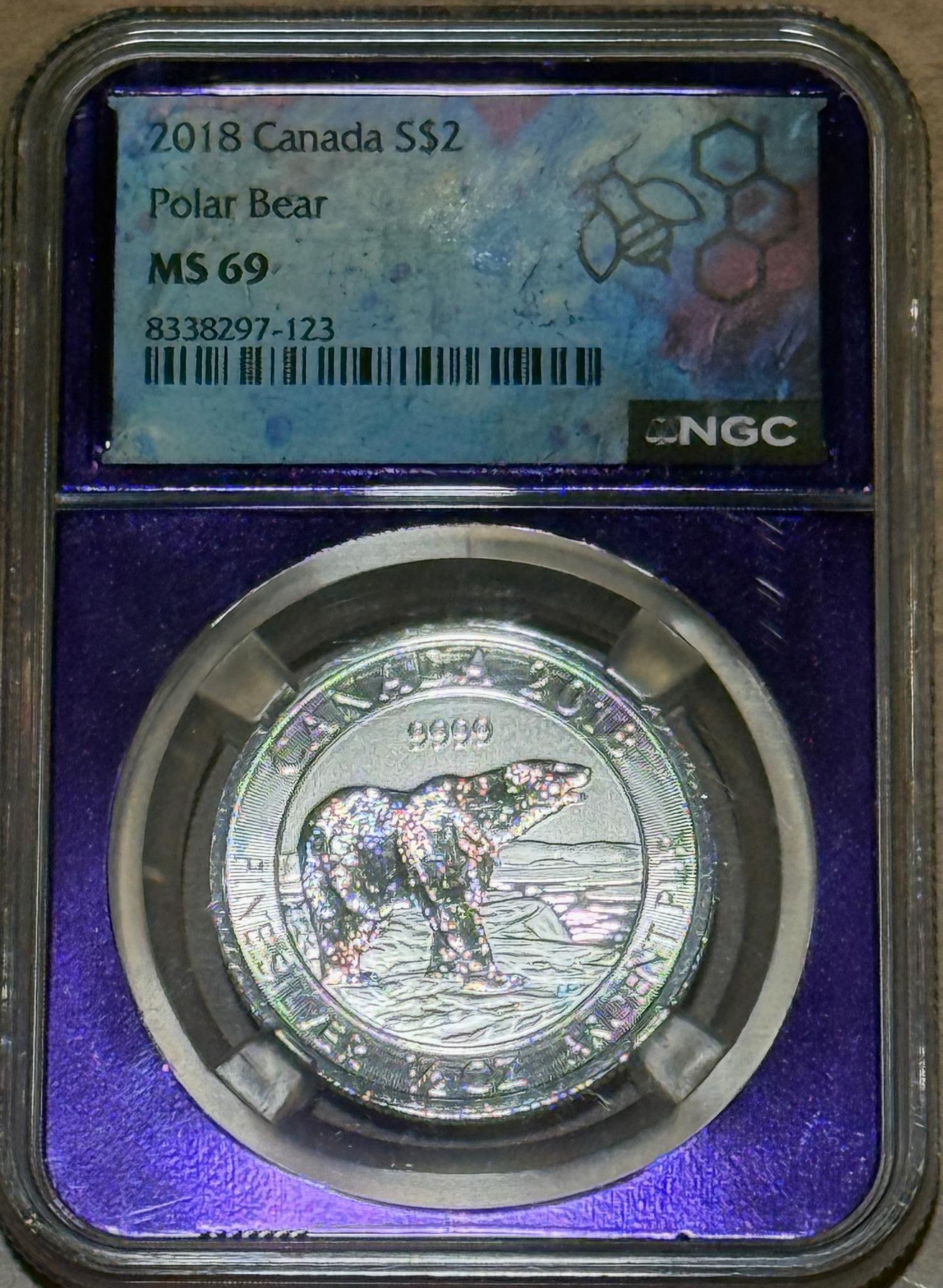 2018 Canada $2 Polar Bear Coin, MS 69, 1 oz 99.99% Silver, NGC Graded: IMPORTANT, WE ONLY ACCEPT CREDIT CARDS UP TO $500 FOR ONLINE COIN PURCHASES. YOU CAN PAY ACH THROUGH PROXIBID, OR YOU CAN SEND A WIRE OR CERTIFIED CHECK. WE WILL HOLD ALL SHIPPING OF COINS FOR 10 DAYS