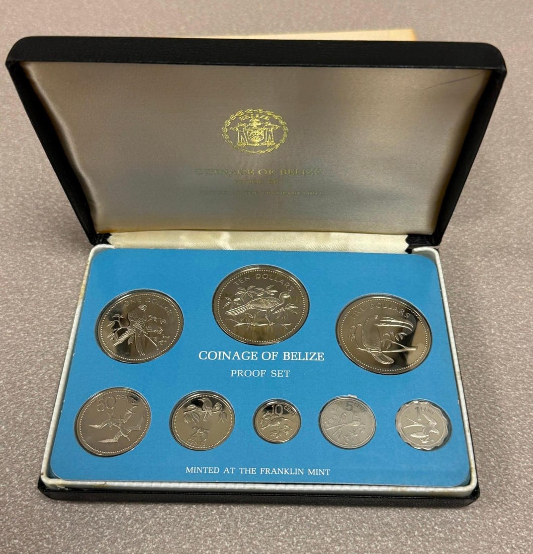 1978 Coinage of Belize Proof Set, Minted at Franklin Mint,: IMPORTANT, WE ONLY ACCEPT CREDIT CARDS UP TO $500 FOR ONLINE COIN PURCHASES. YOU CAN PAY ACH THROUGH PROXIBID, OR YOU CAN SEND A WIRE OR CERTIFIED CHECK. WE WILL HOLD ALL SHIPPING OF COINS FOR 10 DAYS