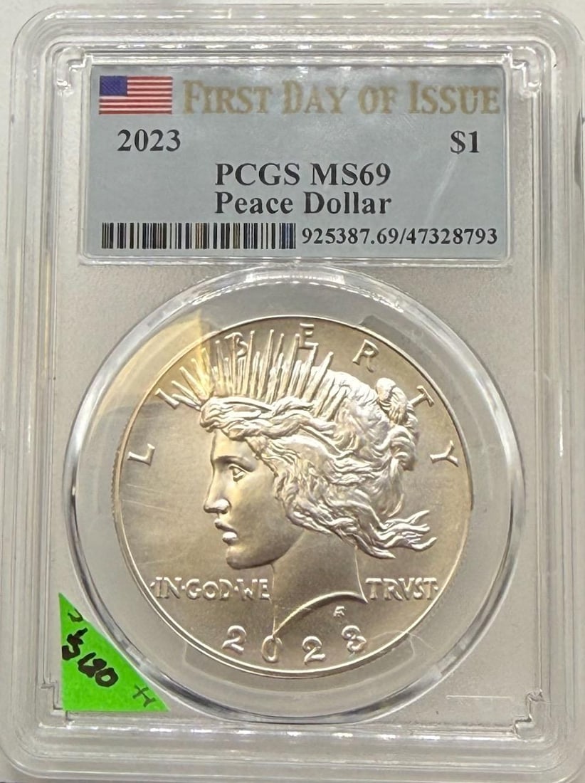 2023 Peace Dollar, PCGS MS69, First Day of Issue, $1 Silver Coin (1 of 2)