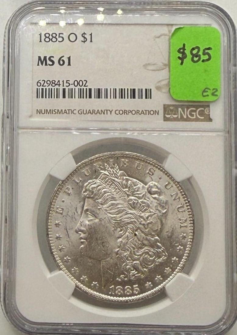 1885 O Morgan Silver Dollar, NGC MS 61, $1 90% Silver Coin: IMPORTANT, WE ONLY ACCEPT CREDIT CARDS UP TO $500 FOR ONLINE COIN PURCHASES. YOU CAN PAY ACH THROUGH PROXIBID, OR YOU CAN SEND A WIRE OR CERTIFIED CHECK. WE WILL HOLD ALL SHIPPING OF COINS FOR 10 DAYS