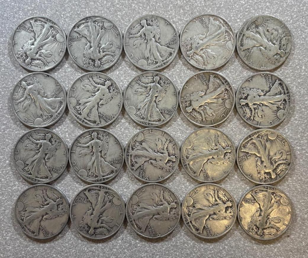 20- Walking Liberty Half Dollar Coins 1942-1945, 90% Silver (1 of 11)