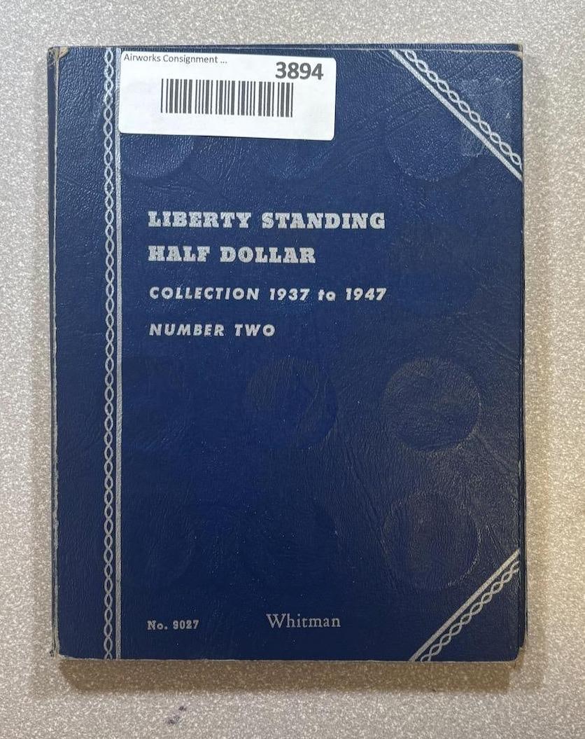 Liberty Standing Half Dollar Coins, 90% silver, 1937-1947, Whitman Album No. 9027, 24 coins total (1 of 4)