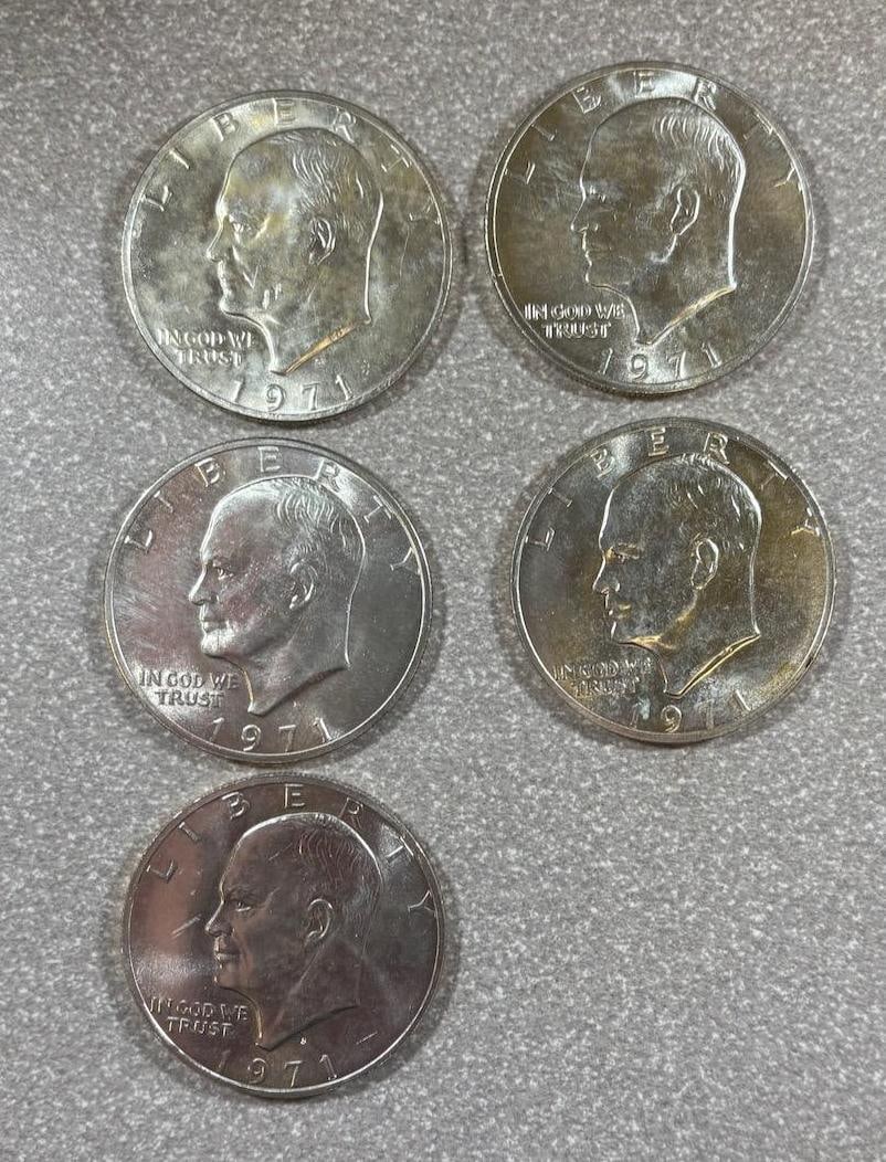 5- 40% Silver Eisenhower Dollar coins (1 of 2)