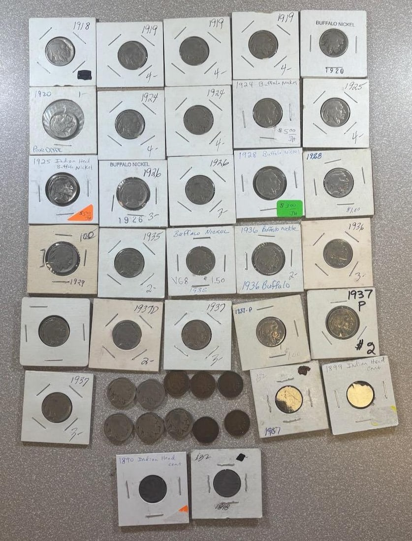 Buffalo Nickel and IndianheadCollection: 1890-1937, Various Grades and Conditions (1 of 20)