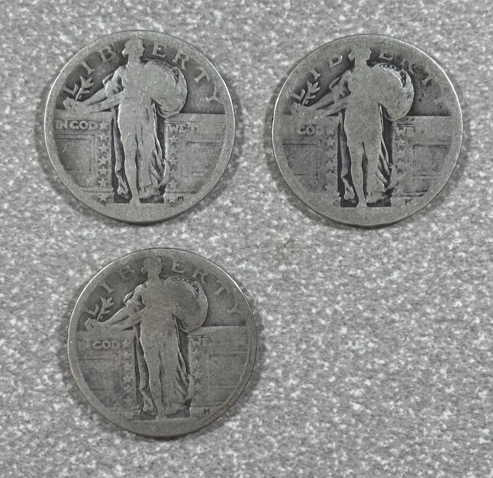 3- Dateless Standing Liberty Quarters: IMPORTANT, WE ONLY ACCEPT CREDIT CARDS UP TO $500 FOR ONLINE COIN PURCHASES. YOU CAN PAY ACH THROUGH PROXIBID, OR YOU CAN SEND A WIRE OR CERTIFIED CHECK. WE WILL HOLD ALL SHIPPING OF COINS FOR 10 DAYS