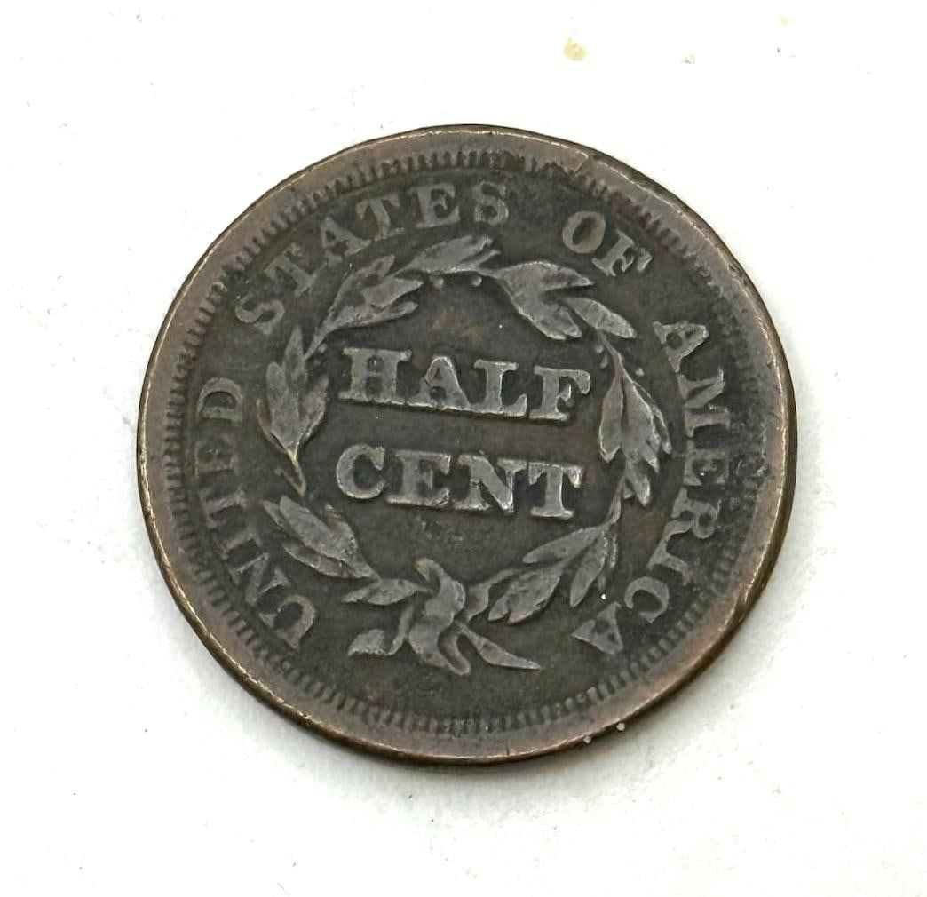 1853 Classic Head HALF Cent, United States, One Cent Copper Coin: IMPORTANT, WE ONLY ACCEPT CREDIT CARDS UP TO $500 FOR ONLINE COIN PURCHASES. YOU CAN PAY ACH THROUGH PROXIBID, OR YOU CAN SEND A WIRE OR CERTIFIED CHECK. WE WILL HOLD ALL SHIPPING OF COINS FOR 10 DAYS