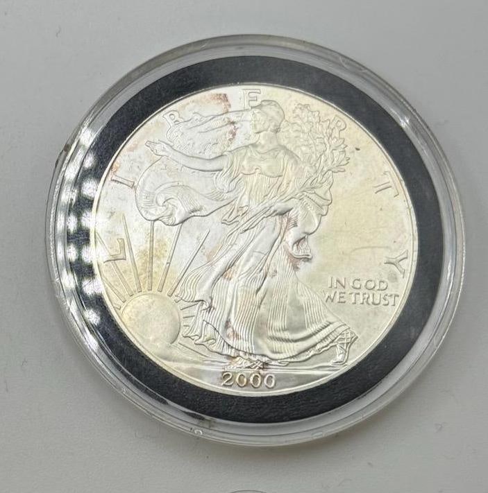 2000 American Silver Eagle Coin, 1 oz 99.9% Silver Bullion (1 of 2)