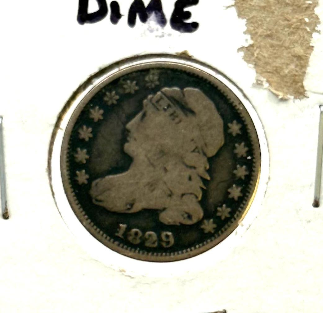 1829 Capped Bust Dime, U.S. Coin: IMPORTANT, WE ONLY ACCEPT CREDIT CARDS UP TO $500 FOR ONLINE COIN PURCHASES. YOU CAN PAY ACH THROUGH PROXIBID, OR YOU CAN SEND A WIRE OR CERTIFIED CHECK. WE WILL HOLD ALL SHIPPING OF COINS FOR 10 DAYS
