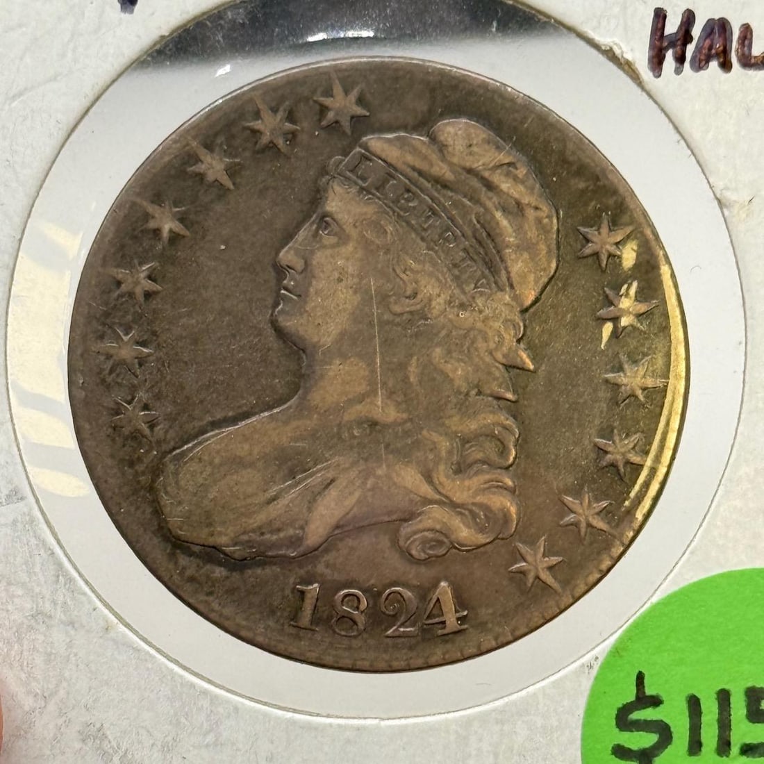 1824/1 U.S. Capped Bust Half Dollar Coin, Silver, 50 Cents (1 of 3)