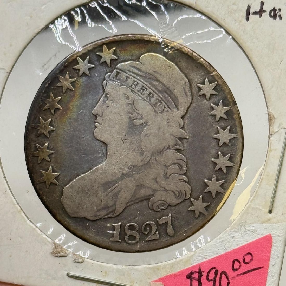 1827 U.S. Capped Bust Half Dollar Coin, Silver, 50 Cents (1 of 2)