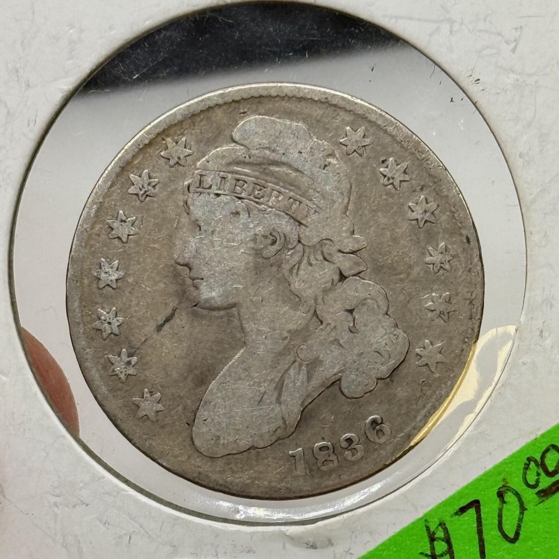 1836 U.S. Capped Bust Half Dollar Coin, Silver, 50 Cents (1 of 2)