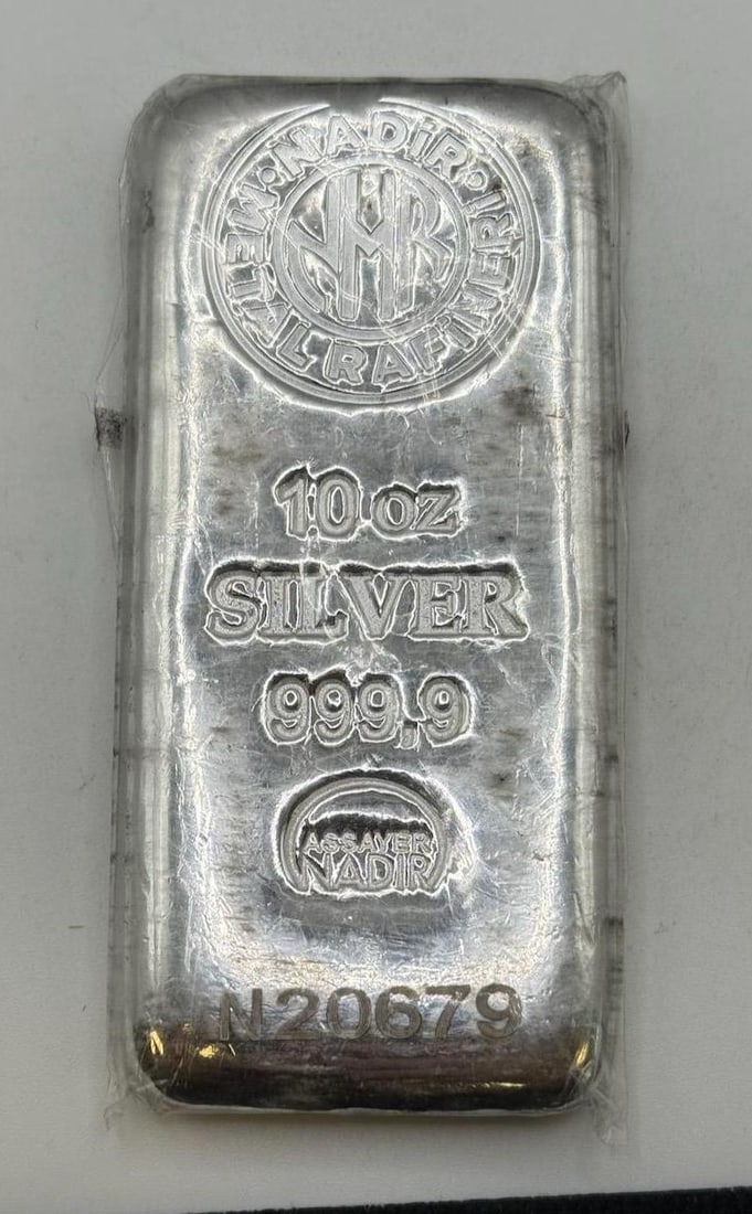 Nadir Metal Refinery 10 oz 999.9 Silver Bar, Serial N20679 (1 of 2)