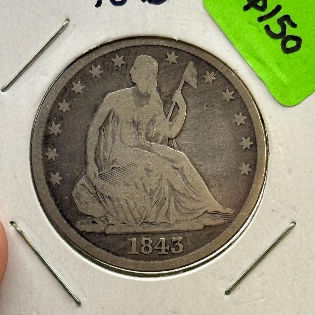 1843 Seated Liberty Half Dollar, U.S. Mint: IMPORTANT, WE ONLY ACCEPT CREDIT CARDS UP TO $500 FOR ONLINE COIN PURCHASES. YOU CAN PAY ACH THROUGH PROXIBID, OR YOU CAN SEND A WIRE OR CERTIFIED CHECK. WE WILL HOLD ALL SHIPPING OF COINS FOR 10 DAYS