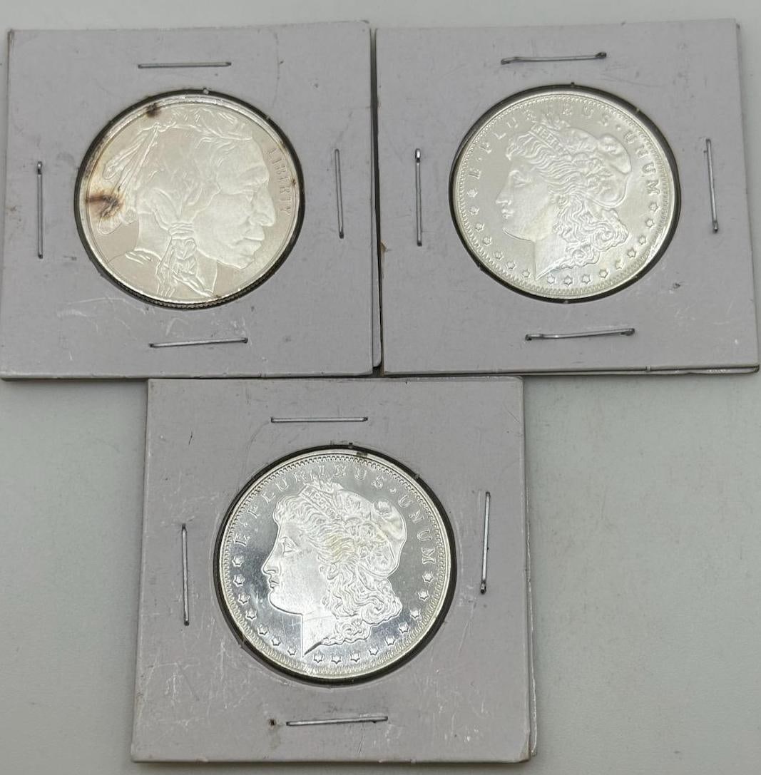 3- 1/2 Half Troy Ounce .999 Fine SIlver Rounds: IMPORTANT, WE ONLY ACCEPT CREDIT CARDS UP TO $500 FOR ONLINE COIN PURCHASES. YOU CAN PAY ACH THROUGH PROXIBID, OR YOU CAN SEND A WIRE OR CERTIFIED CHECK. WE WILL HOLD ALL SHIPPING OF COINS FOR 10 DAYS