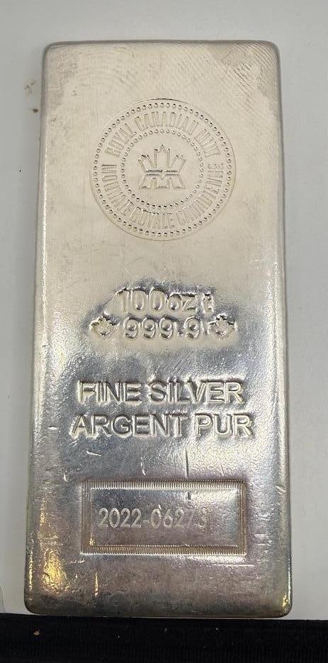 100 oz Silver Bar, 99.9% Purity, Royal Canadian Mint (1 of 1)