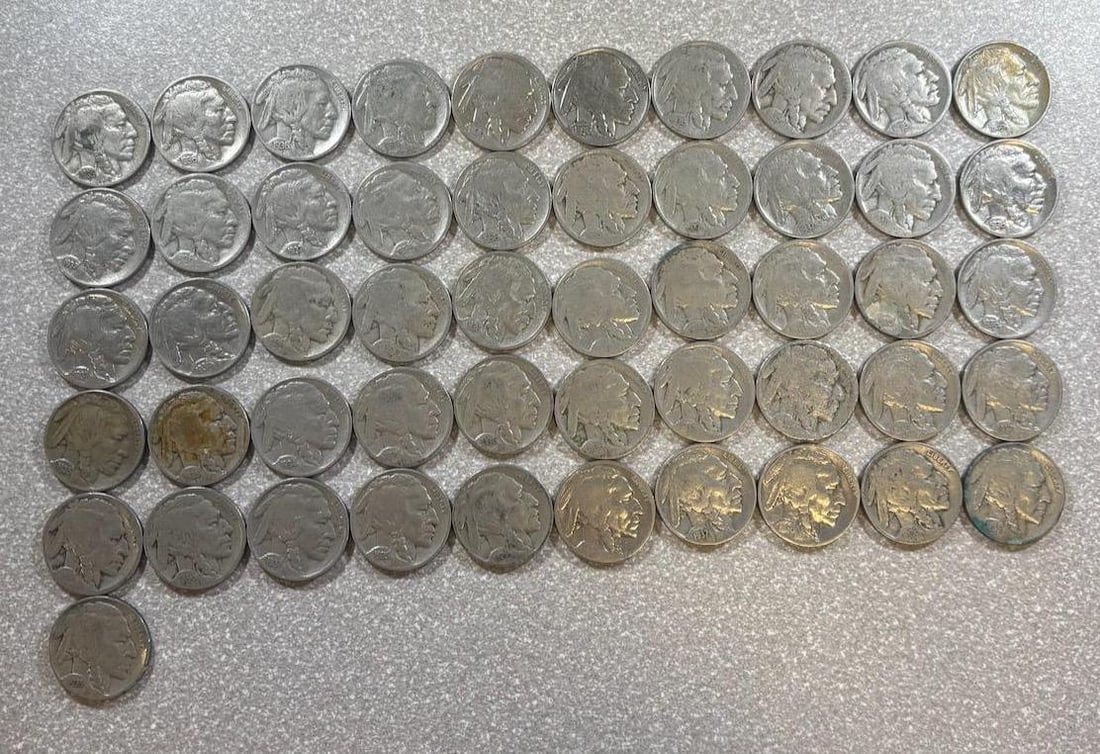 51- Buffalo Nickels, various dates, see pics for dates included: IMPORTANT, WE ONLY ACCEPT CREDIT CARDS UP TO $500 FOR ONLINE COIN PURCHASES. YOU CAN PAY ACH THROUGH PROXIBID, OR YOU CAN SEND A WIRE OR CERTIFIED CHECK. WE WILL HOLD ALL SHIPPING OF COINS FOR 10 DAYS