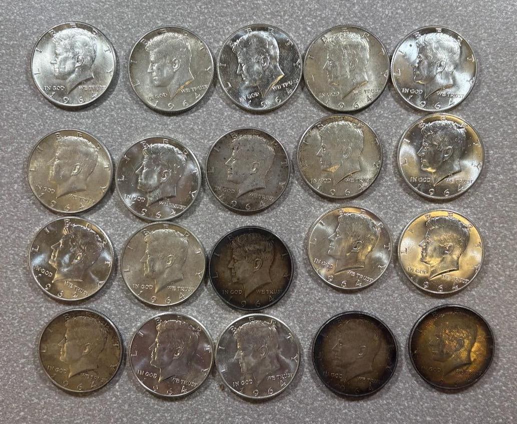 20- 1964 Kennedy Half Dollar Coins, 90% Silver: IMPORTANT, WE ONLY ACCEPT CREDIT CARDS UP TO $500 FOR ONLINE COIN PURCHASES. YOU CAN PAY ACH THROUGH PROXIBID, OR YOU CAN SEND A WIRE OR CERTIFIED CHECK. WE WILL HOLD ALL SHIPPING OF COINS FOR 10 DAYS