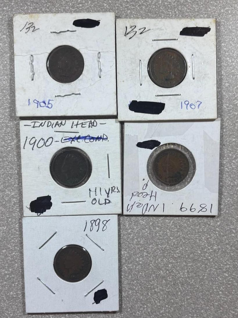 Indian Head Cent Collection: 1898, 1900, 1905, 1907, 1908, US Mint: IMPORTANT, WE ONLY ACCEPT CREDIT CARDS UP TO $500 FOR ONLINE COIN PURCHASES. YOU CAN PAY ACH THROUGH PROXIBID, OR YOU CAN SEND A WIRE OR CERTIFIED CHECK. WE WILL HOLD ALL SHIPPING OF COINS FOR 10 DAYS