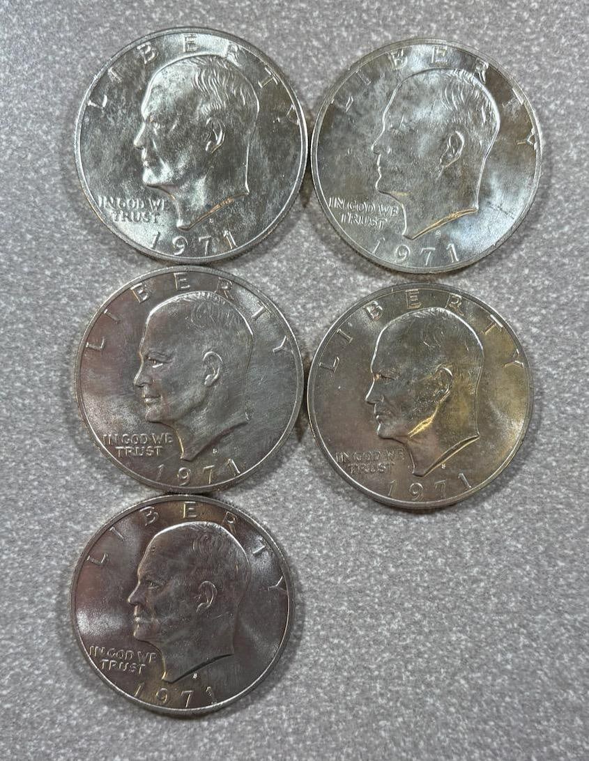 5- 40% Silver Eisenhower Dollar coins: IMPORTANT, WE ONLY ACCEPT CREDIT CARDS UP TO $500 FOR ONLINE COIN PURCHASES. YOU CAN PAY ACH THROUGH PROXIBID, OR YOU CAN SEND A WIRE OR CERTIFIED CHECK. WE WILL HOLD ALL SHIPPING OF COINS FOR 10 DAYS
