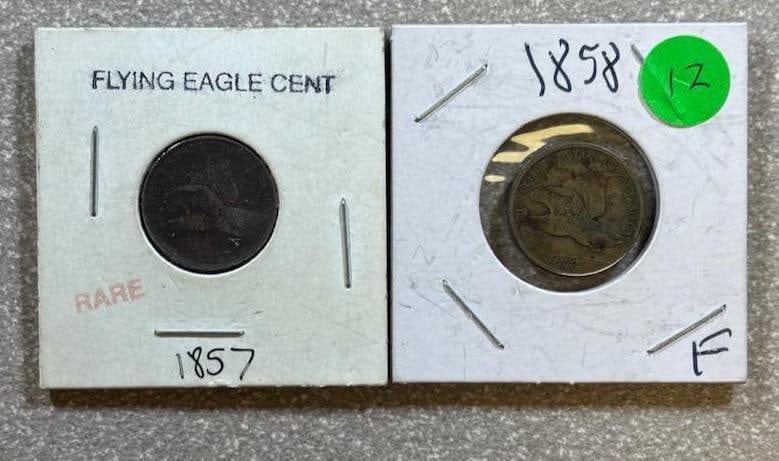 1857 & 1858 Flying Eagle Cent Coins, United States Mint: IMPORTANT, WE ONLY ACCEPT CREDIT CARDS UP TO $500 FOR ONLINE COIN PURCHASES. YOU CAN PAY ACH THROUGH PROXIBID, OR YOU CAN SEND A WIRE OR CERTIFIED CHECK. WE WILL HOLD ALL SHIPPING OF COINS FOR 10 DAYS