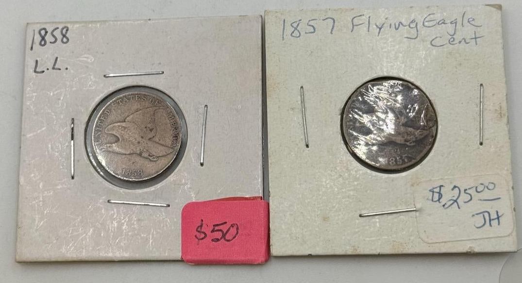 1857 and 1858 United States Flying Eagle Cents: IMPORTANT, WE ONLY ACCEPT CREDIT CARDS UP TO $500 FOR ONLINE COIN PURCHASES. YOU CAN PAY ACH THROUGH PROXIBID, OR YOU CAN SEND A WIRE OR CERTIFIED CHECK. WE WILL HOLD ALL SHIPPING OF COINS FOR 10 DAYS
