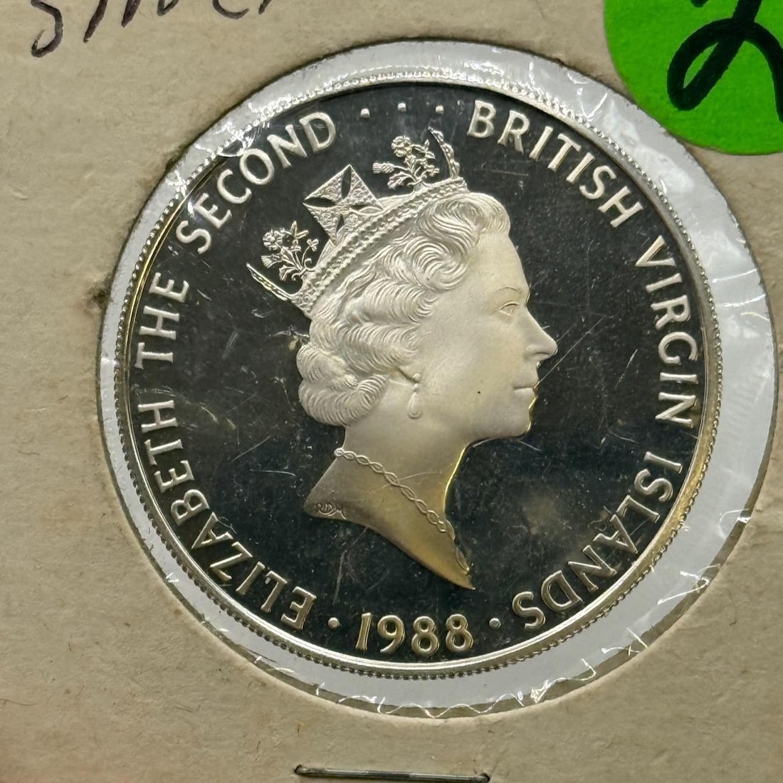 1988 British Virgin Islands $25 Commemorative Coin, Queen Elizabeth II, Silver (1 of 2)