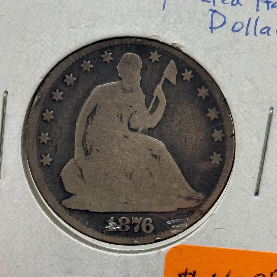 1876 Liberty Seated Half Dollar Coin, Silver, No Mint Mark, USA (1 of 2)
