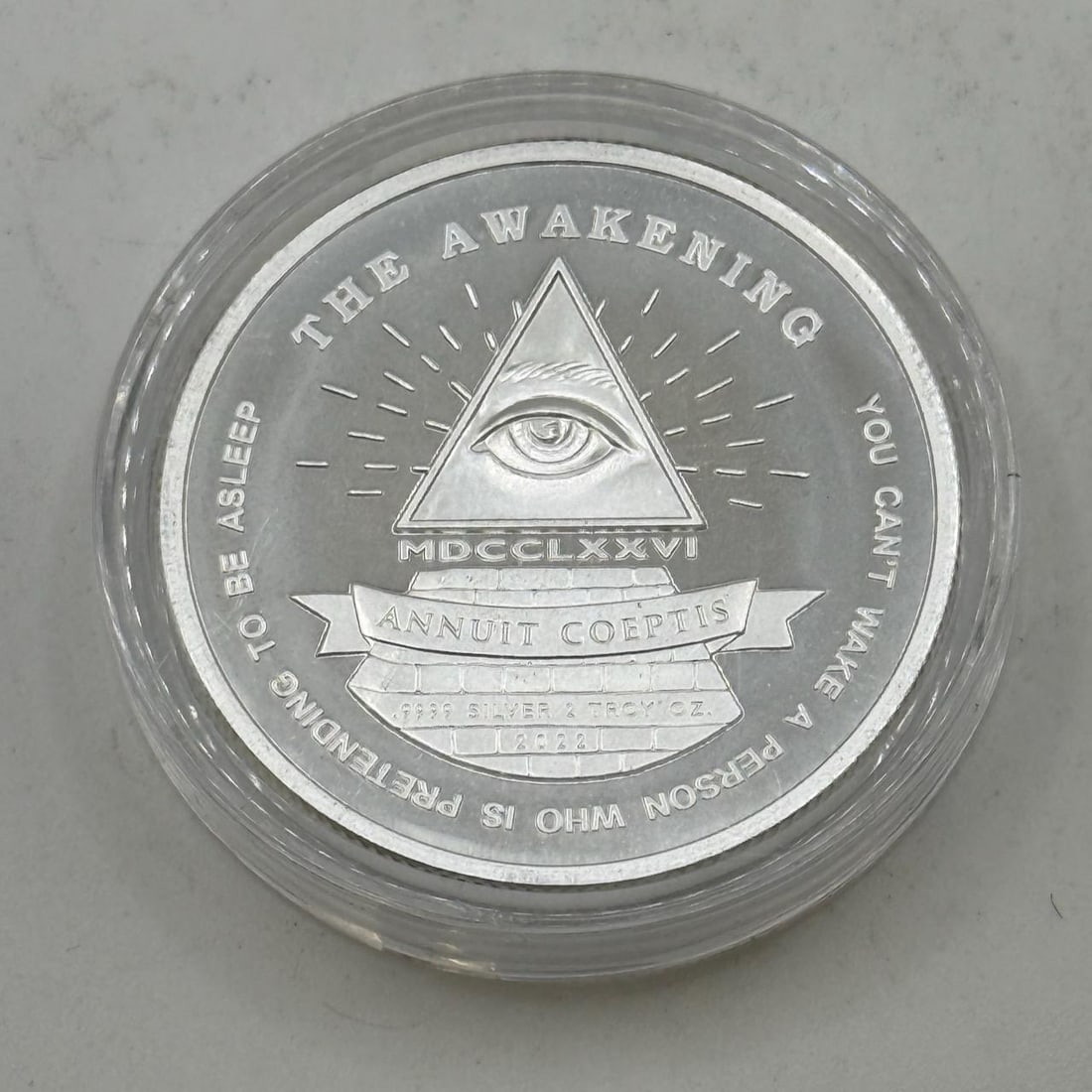 The Awakening 2 Troy Ounce .999 Silver Round Coin, Eye of Providence, Liberty Head: IMPORTANT, WE ONLY ACCEPT CREDIT CARDS UP TO $500 FOR ONLINE COIN PURCHASES. YOU CAN PAY ACH THROUGH PROXIBID, OR YOU CAN SEND A WIRE OR CERTIFIED CHECK. WE WILL HOLD ALL SHIPPING OF COINS FOR 10 DAYS