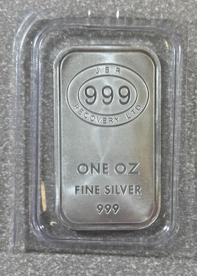 JBR Recovery Ltd Silver Bullion Bar, 1 oz, 999 Purity (1 of 2)