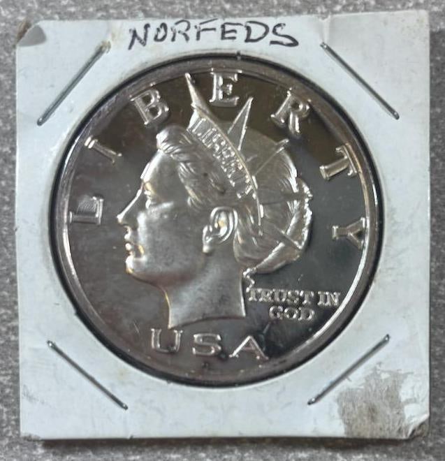 NORFED Liberty Dollar Coin, 2000, 0.999 Fine Silver, Ten Dollars, USA: IMPORTANT, WE ONLY ACCEPT CREDIT CARDS UP TO $500 FOR ONLINE COIN PURCHASES. YOU CAN PAY ACH THROUGH PROXIBID, OR YOU CAN SEND A WIRE OR CERTIFIED CHECK. WE WILL HOLD ALL SHIPPING OF COINS FOR 10 DAYS