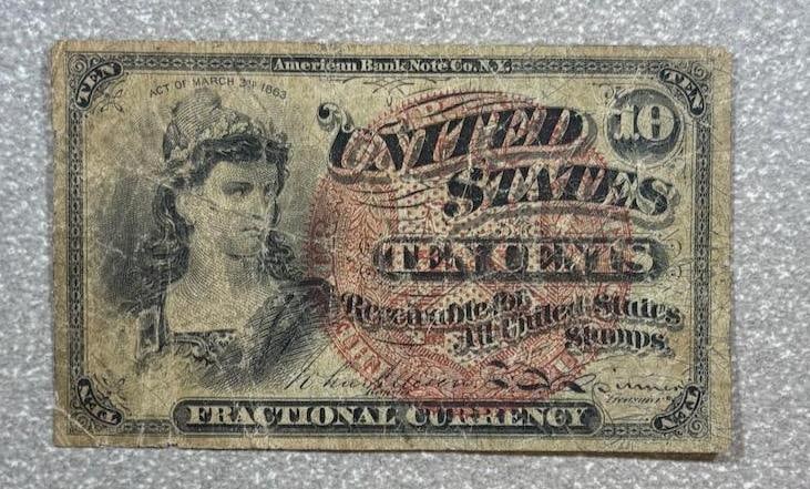 1863 United States 10 Cents Fractional Currency (1 of 2)