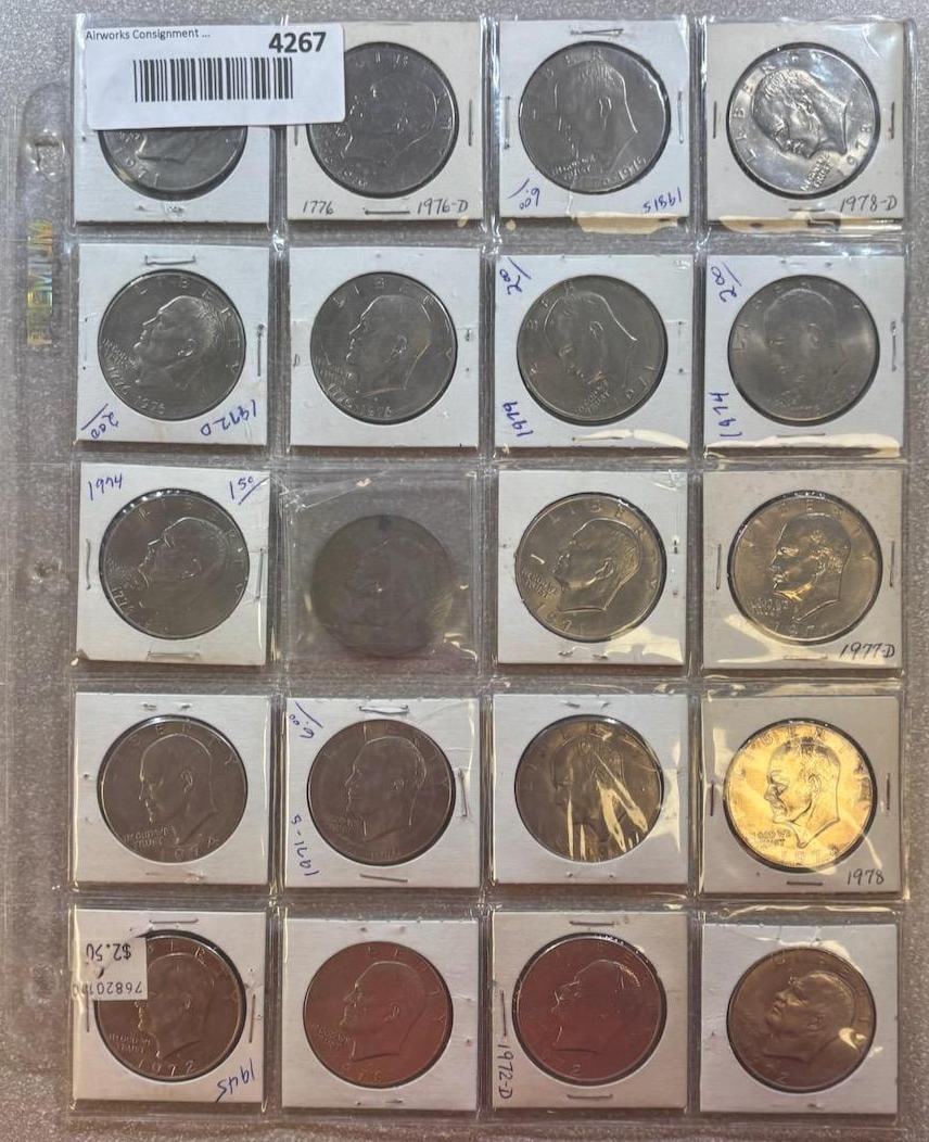 20 Eisenhower Dollars coins, see pics for dates (1 of 14)