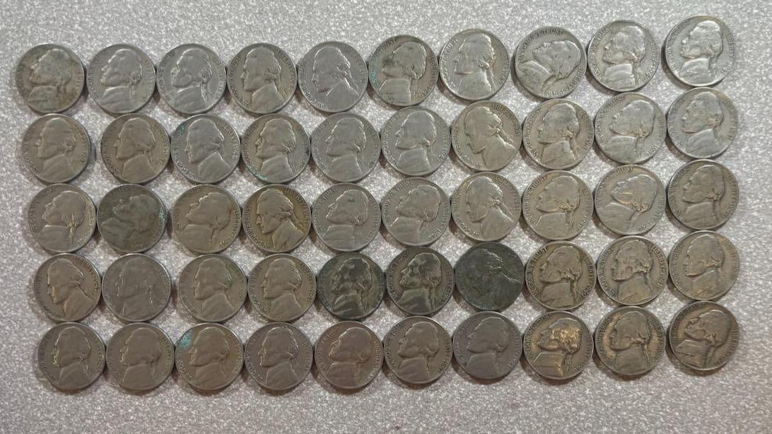 Lot of Asst. Jefferson nickels, 3 are 35% silver War nickels: IMPORTANT, WE ONLY ACCEPT CREDIT CARDS UP TO $500 FOR ONLINE COIN PURCHASES. YOU CAN PAY ACH THROUGH PROXIBID, OR YOU CAN SEND A WIRE OR CERTIFIED CHECK. WE WILL HOLD ALL SHIPPING OF COINS FOR 10 DAYS
