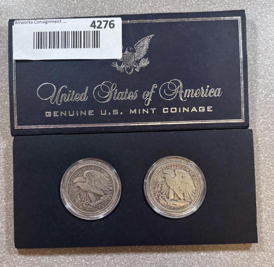 2- Walking Liberty Half Dollars, 1942S, and 1943S: IMPORTANT, WE ONLY ACCEPT CREDIT CARDS UP TO $500 FOR ONLINE COIN PURCHASES. YOU CAN PAY ACH THROUGH PROXIBID, OR YOU CAN SEND A WIRE OR CERTIFIED CHECK. WE WILL HOLD ALL SHIPPING OF COINS FOR 10 DAYS