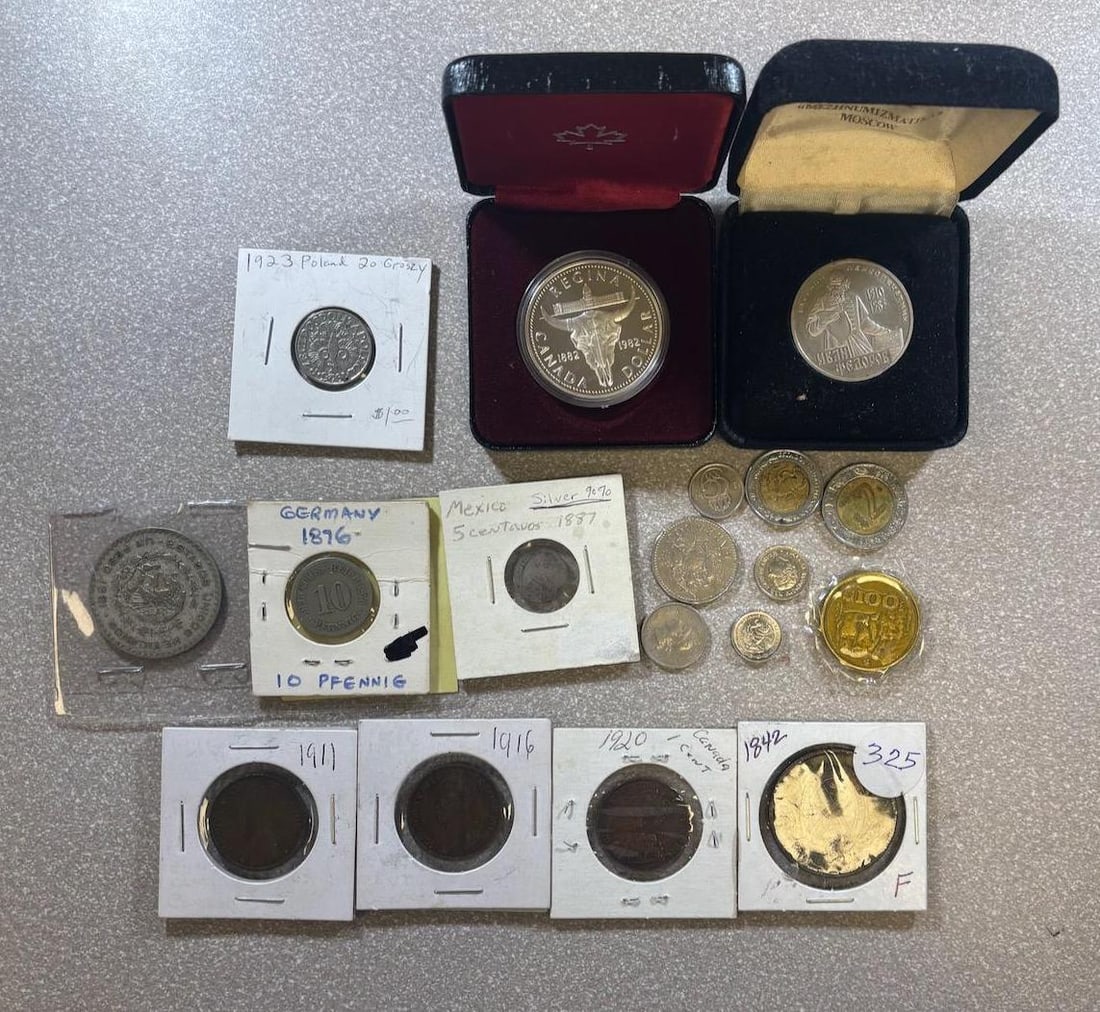 Diverse Coin Collection: Poland, Germany, Mexico, Canada, Various Denominations: IMPORTANT, WE ONLY ACCEPT CREDIT CARDS UP TO $500 FOR ONLINE COIN PURCHASES. YOU CAN PAY ACH THROUGH PROXIBID, OR YOU CAN SEND A WIRE OR CERTIFIED CHECK. WE WILL HOLD ALL SHIPPING OF COINS FOR 10 DAYS