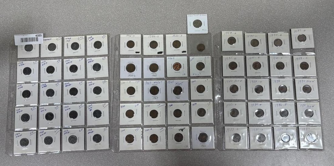 U.S. Wheat Penny Collection, 1920s-1950s, Various Mint Marks, 60 Coins, includes 20 steel cents (1 of 4)