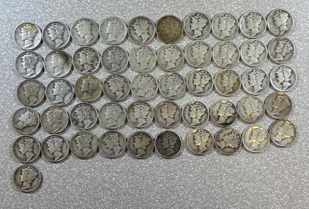 51- 90% Silver Mercury Dimes, various dates (1 of 4)