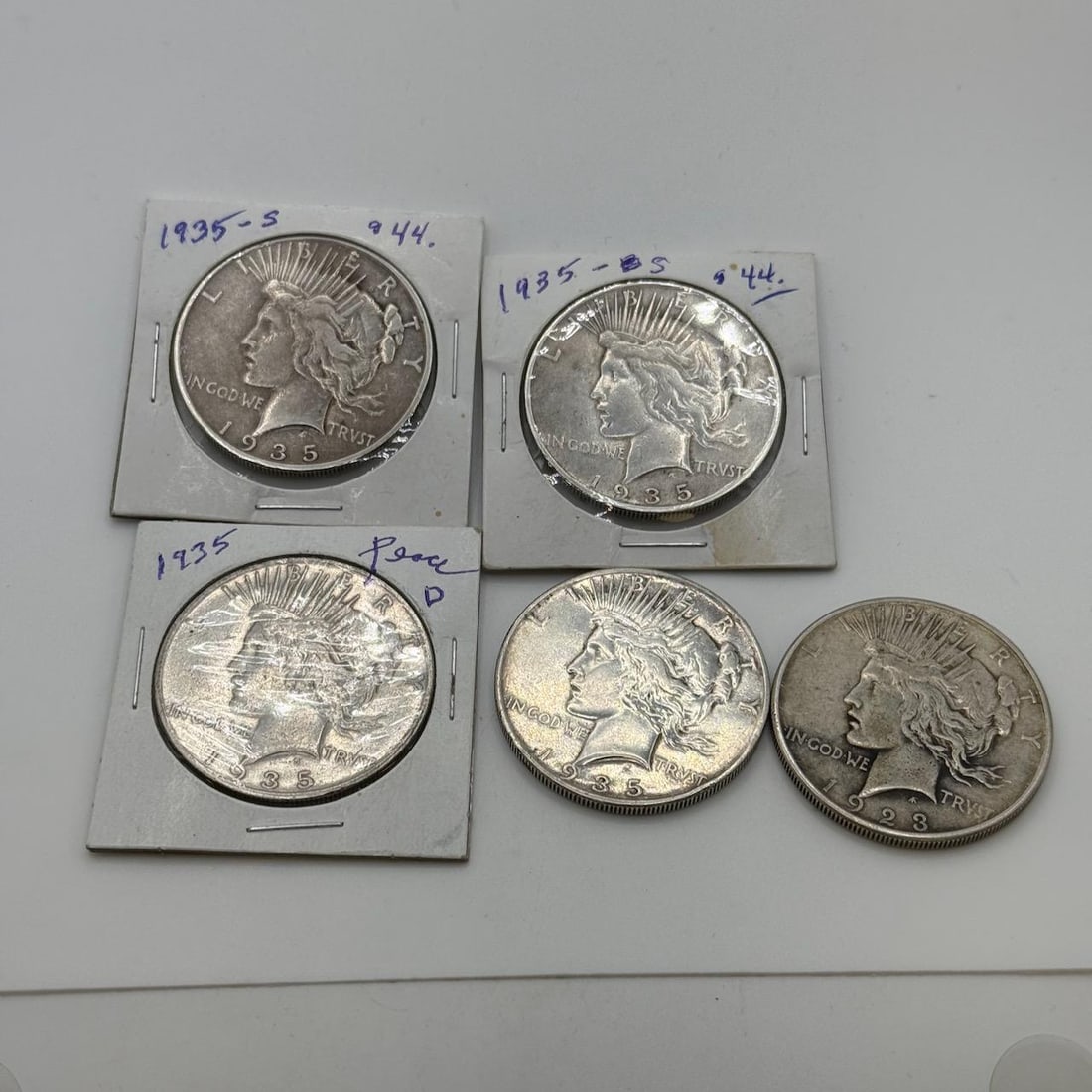 1923-S , 3-1935-S, & 1935 Peace Silver Dollars: IMPORTANT, WE ONLY ACCEPT CREDIT CARDS UP TO $500 FOR ONLINE COIN PURCHASES. YOU CAN PAY ACH THROUGH PROXIBID, OR YOU CAN SEND A WIRE OR CERTIFIED CHECK. WE WILL HOLD ALL SHIPPING OF COINS FOR 10 DAYS