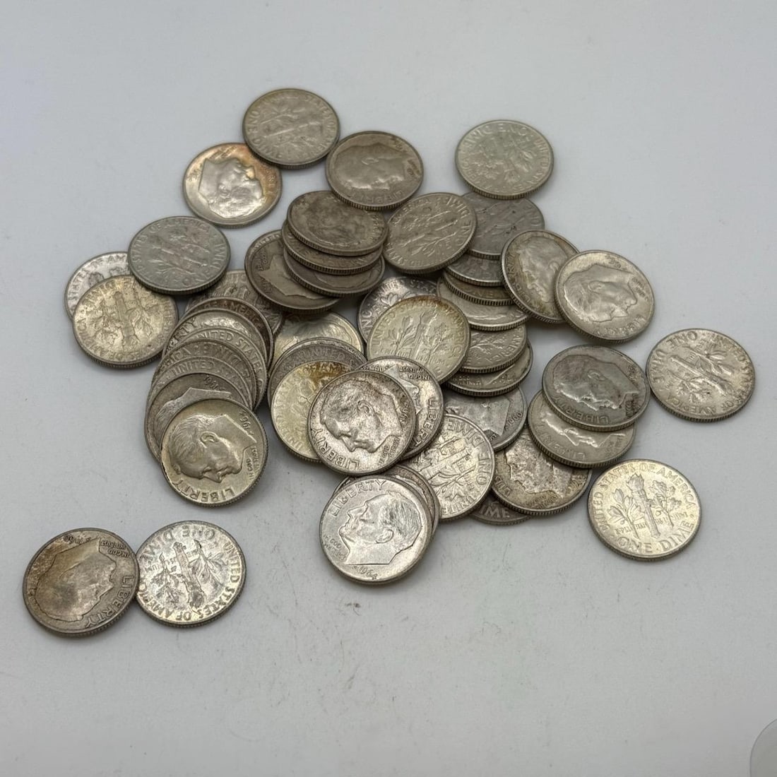 1960s United States Roosevelt Silver Dimes, 50 Coins, 90% Silver (1 of 4)