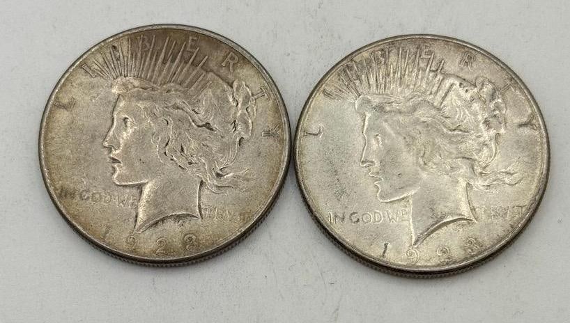 1923 and 1923-S Peace Silver Dollars, 90% silver: IMPORTANT, WE ONLY ACCEPT CREDIT CARDS UP TO $500 FOR ONLINE COIN PURCHASES. YOU CAN PAY ACH THROUGH PROXIBID, OR YOU CAN SEND A WIRE OR CERTIFIED CHECK. WE WILL HOLD ALL SHIPPING OF COINS FOR 10 DAYS