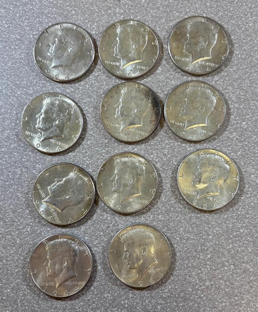 11- 1964 90% Silver Kennedy Half Dollars: IMPORTANT, WE ONLY ACCEPT CREDIT CARDS UP TO $500 FOR ONLINE COIN PURCHASES. YOU CAN PAY ACH THROUGH PROXIBID, OR YOU CAN SEND A WIRE OR CERTIFIED CHECK. WE WILL HOLD ALL SHIPPING OF COINS FOR 10 DAYS