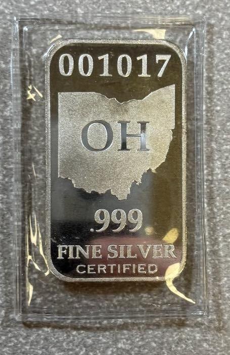 Ohio U.S. State Silver Bar, .999 Fine, 1 Troy Oz: IMPORTANT, WE ONLY ACCEPT CREDIT CARDS UP TO $500 FOR ONLINE COIN PURCHASES. YOU CAN PAY ACH THROUGH PROXIBID, OR YOU CAN SEND A WIRE OR CERTIFIED CHECK. WE WILL HOLD ALL SHIPPING OF COINS FOR 10 DAYS