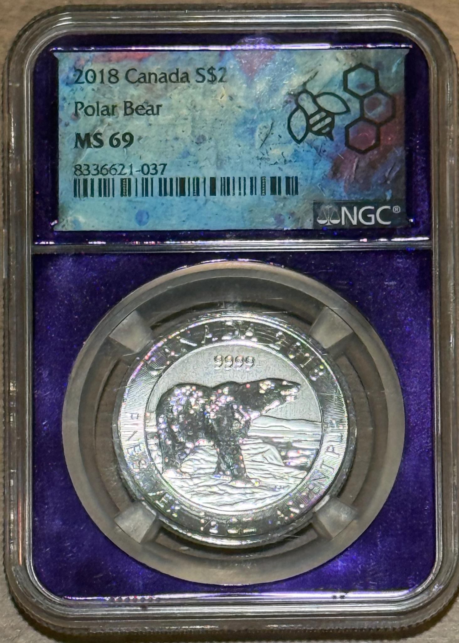 2018 Canada $2 Polar Bear Coin, MS 69, 1 oz 99.99% Silver, NGC Graded: IMPORTANT, WE ONLY ACCEPT CREDIT CARDS UP TO $500 FOR ONLINE COIN PURCHASES. YOU CAN PAY ACH THROUGH PROXIBID, OR YOU CAN SEND A WIRE OR CERTIFIED CHECK. WE WILL HOLD ALL SHIPPING OF COINS FOR 10 DAYS